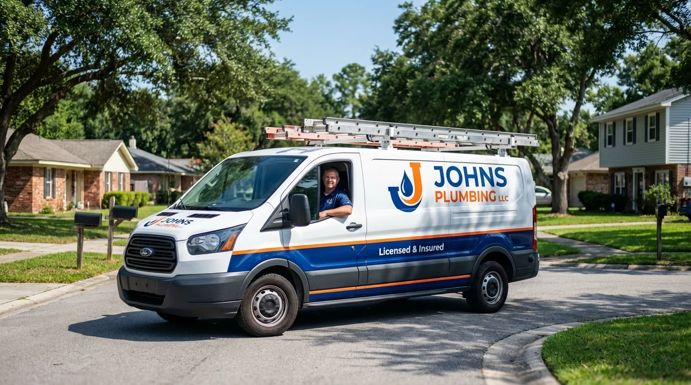 Johns Plumbing LLC service van in Rosedale, MS