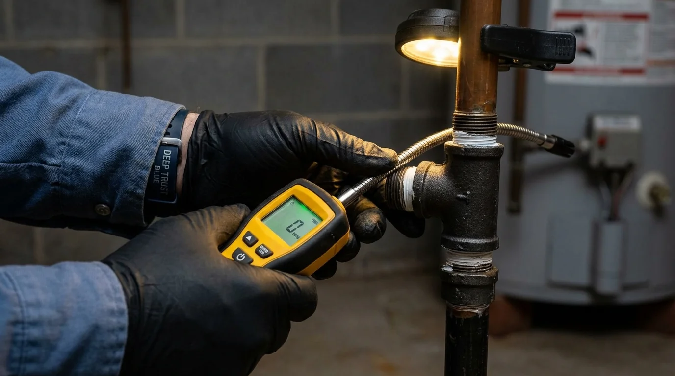 Gas leak detection with electronic sniffer by Johns Plumbing LLC in Rosedale